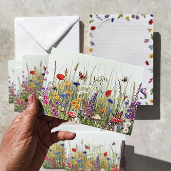 Wildflowers Stationery Bundle, A5 Notepad And Six Folded Cards And Envelopes, 2 of 6