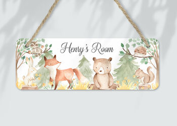 Personalised Woodland Animals Door Sign, Nursery Room Decor, 2 of 2