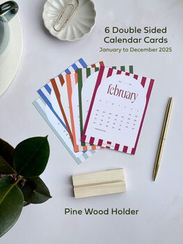 2025 Desk Calendar With Refillable Cards And Wood Stand, 11 of 11