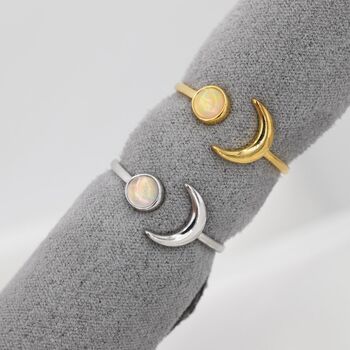 Sterling Silver Opal And Moon Ring, 3 of 12