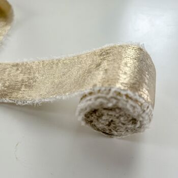 Chiffon Wedding Ribbon With Frayed Edge Champagne Gold 5m Roll, 2 of 3