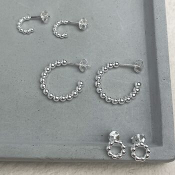 Sterling Silver Jewellery, Bead Ball Hoops Earrings, 11 of 12
