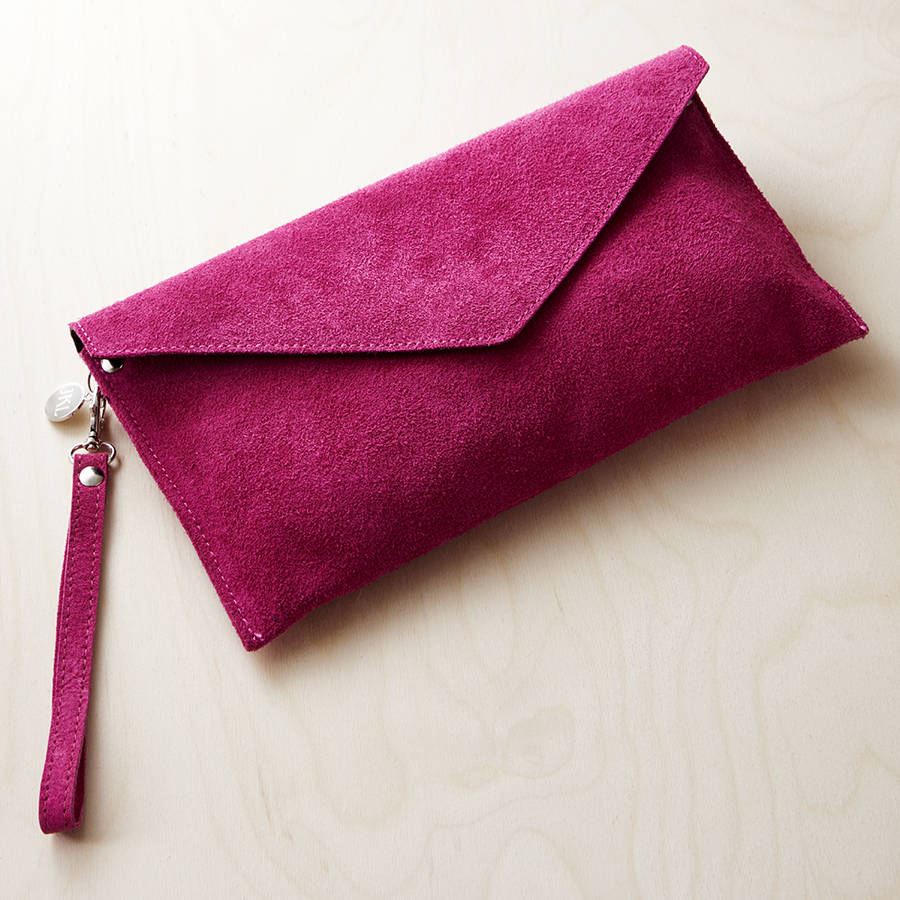 personalised suede envelope clutch by penelopetom