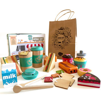 Wooden Toy Cafe Play Food Shop Accessories Set, 3 of 10