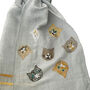 Hand Embroidered 100% Linen Scarf With Cat Face Design, thumbnail 3 of 6