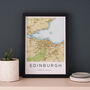 Framed And Personalised Edinburgh Scotland Map Print, thumbnail 1 of 5