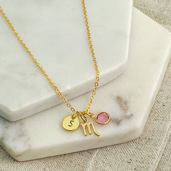 Gold Plated Scorpio, Initial And Birthstone Necklace, 2 of 7
