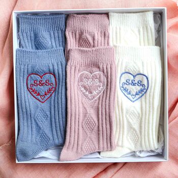 Personalised Valentines Cashmere Bed Socks Gift Set, 6 of 8