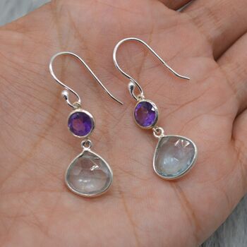 Amethyst Blue Topaz Silver Earrings, 6 of 7