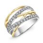 Cross Wide Silver Gold Stone Band Ring, thumbnail 2 of 2