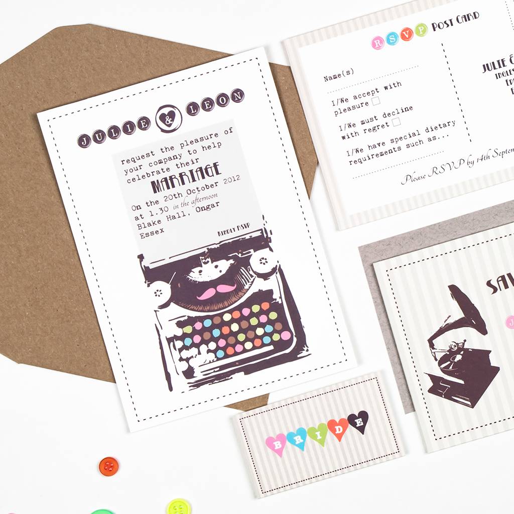 Vintage Typewriter Wedding Invitation By PaperGrace