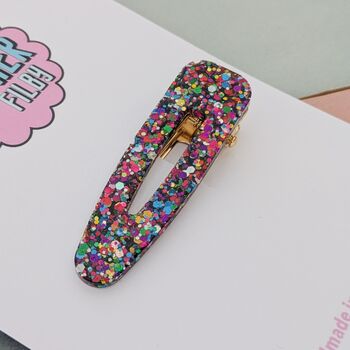 Rainbow Glitter Hair Clip / Pride Celebration Barrette / Colourful Festival Fashion Slide / Multi Colour Statement Hair Accessory, 3 of 4