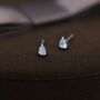 Extra Tiny Droplet Cz Stud Earrings In Sterling Silver, thumbnail 3 of 11