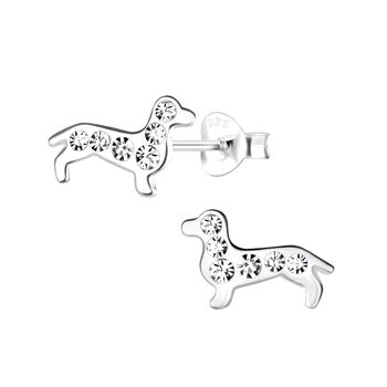 Sparkly Sausage Dog Sterling Silver Earrings, 3 of 5