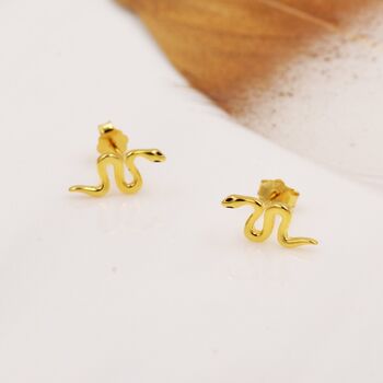 Sterling Silver Small Snake Stud Earrings, 7 of 11