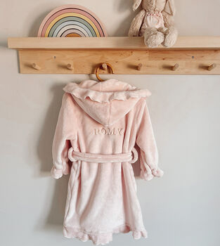 Girls Ruffle Personalised Pink Dressing Gown, 3 of 5