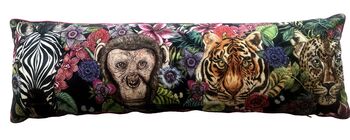 Totem Animal Heads Tropical Velvet Bolster Cushion, 7 of 7