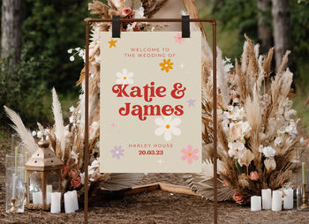 Personalised Colourful Retro Wedding Sign, 2 of 2