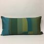 Combed Stripe Cushion Olive, Teal + Turquoise, thumbnail 1 of 5