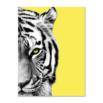 Bright Yellow Tiger Wall Art Print, 3 of 4