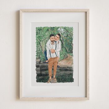 Personalised Couple Portrait – Hand Drawn Watercolour Lgbtq Gift, 9 of 11