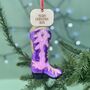 Personalised Glass Cowboy Boot Bauble, thumbnail 1 of 3