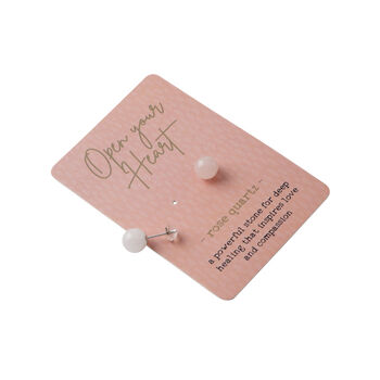 Just Smile Rose Quartz Earrings On Gift Card, 2 of 3