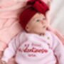 My First Valentines Embroidered Personalised New Baby Romper Three Colours Available, thumbnail 3 of 11