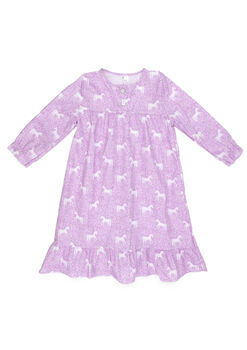 Girls Magical Unicorn Cotton Long Sleeved Nightie Pink Purple, 3 of 7