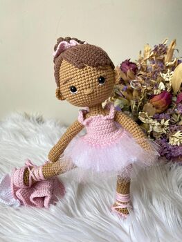 Handmade Crochet Ballerina Doll, Amigurumi Toy, 6 of 7