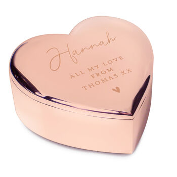 Personalised Message Rose Gold Heart Trinket Box, 5 of 5