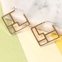 Square Art Deco Geometric Silver Hoop Earrings, thumbnail 5 of 8