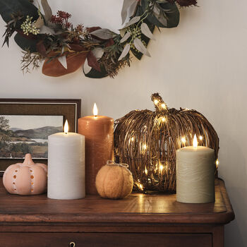 Set Of Two Light Up LED Rattan Pumpkin Decorations, 2 of 4