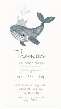 Whale Electronic Party Invitation, Digital Download, 2 of 2