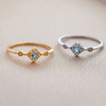 Vintage Inspired Natural Swiss Blue And Opal Ring, 3 of 11