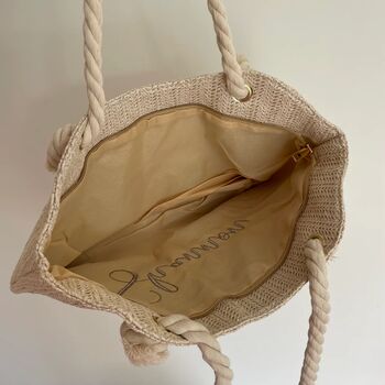 Personalised Custom Willow Straw Rope Handle Tote And Clutch Bag, 8 of 8