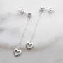 Sterling Silver Heart Drop Threader Earrings, thumbnail 4 of 5