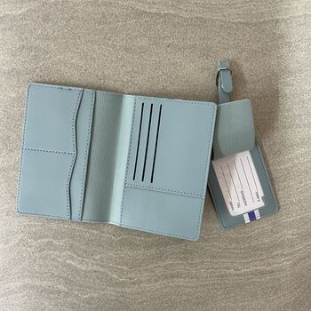 Personalised Faux Leather Stripe Travel Set, 8 of 10