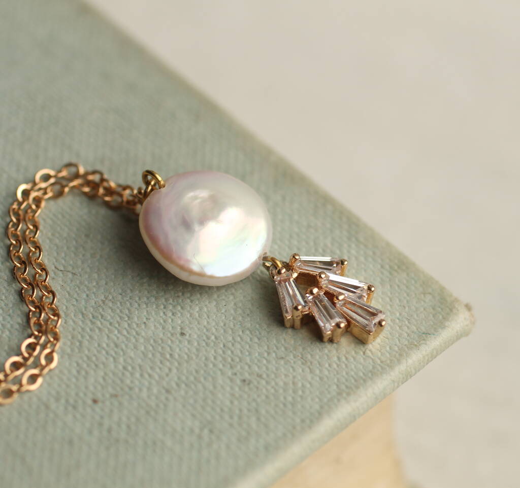 Art Deco Pearl Crystal Necklace, 1 of 11