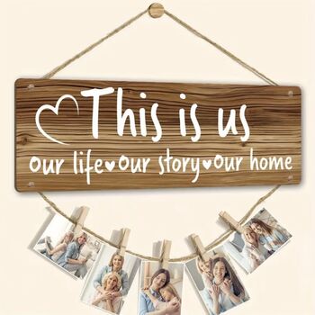 Father’s Day Gift, Natural Wood Family Photo Hanging Wall Plaque, 2 of 7