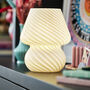 Cream Murano 70s Style Mushroom Stripe Glass Table Lamp, thumbnail 4 of 4