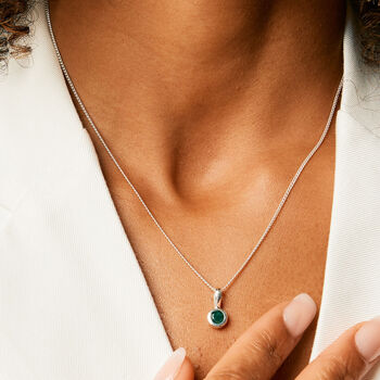 May Birthstone Emerald Silver/Gold Necklace, 2 of 12