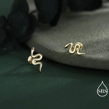 Snake Internal Flat Back Earrings In Sterling Silver, 5 of 11