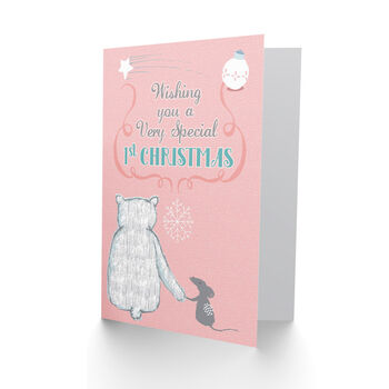 A Very 1st First Bear Mouse Baby Pink Christmas Card, 2 of 4