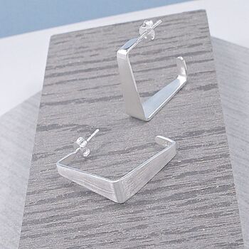 Sterling Silver Oblique Studs, 2 of 3