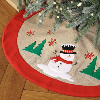 Sam The Snowman Fabric Christmas Tree Skirt, 3 of 9