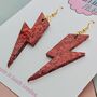 Red Glitter Lightning Bolt Earrings Small And Large, thumbnail 4 of 10