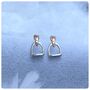 Personalised Sterling Silver And Rose Gold Stirrup Earrings, thumbnail 4 of 8