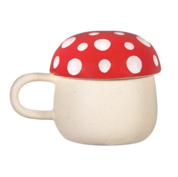 Red Ceramic Mushroom Mug With Lid, 4 of 6