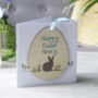 Personalised Easter Rabbit Wooden Decoration And Card, thumbnail 1 of 5